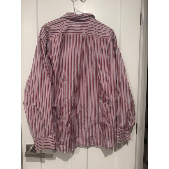 J. Crew Mens XL Red Blue Stripe Button Down Dress Shirt 80s 2 Ply Cotton - Picture 6 of 7